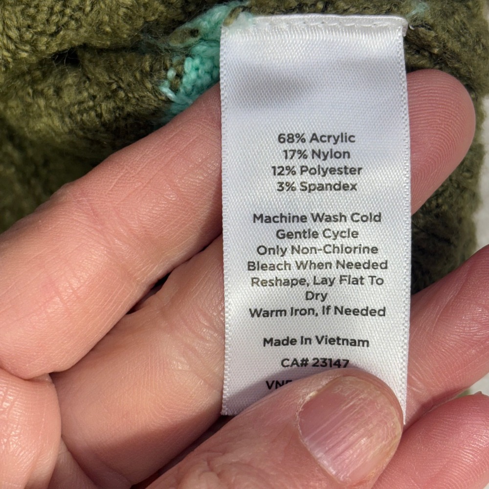 New Talbots Olive Green Mint Stripe Cable Knit Quarter Zip Pullover Sweater‎ 2X - Picture 7 of 11